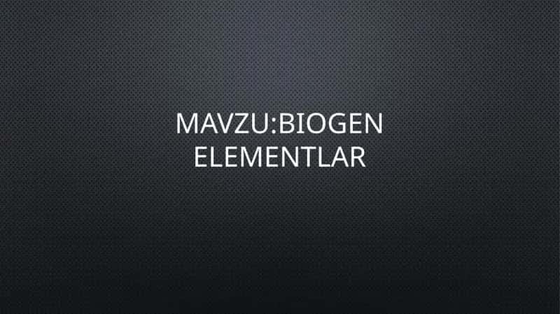 Biogen elementlar kimyosi