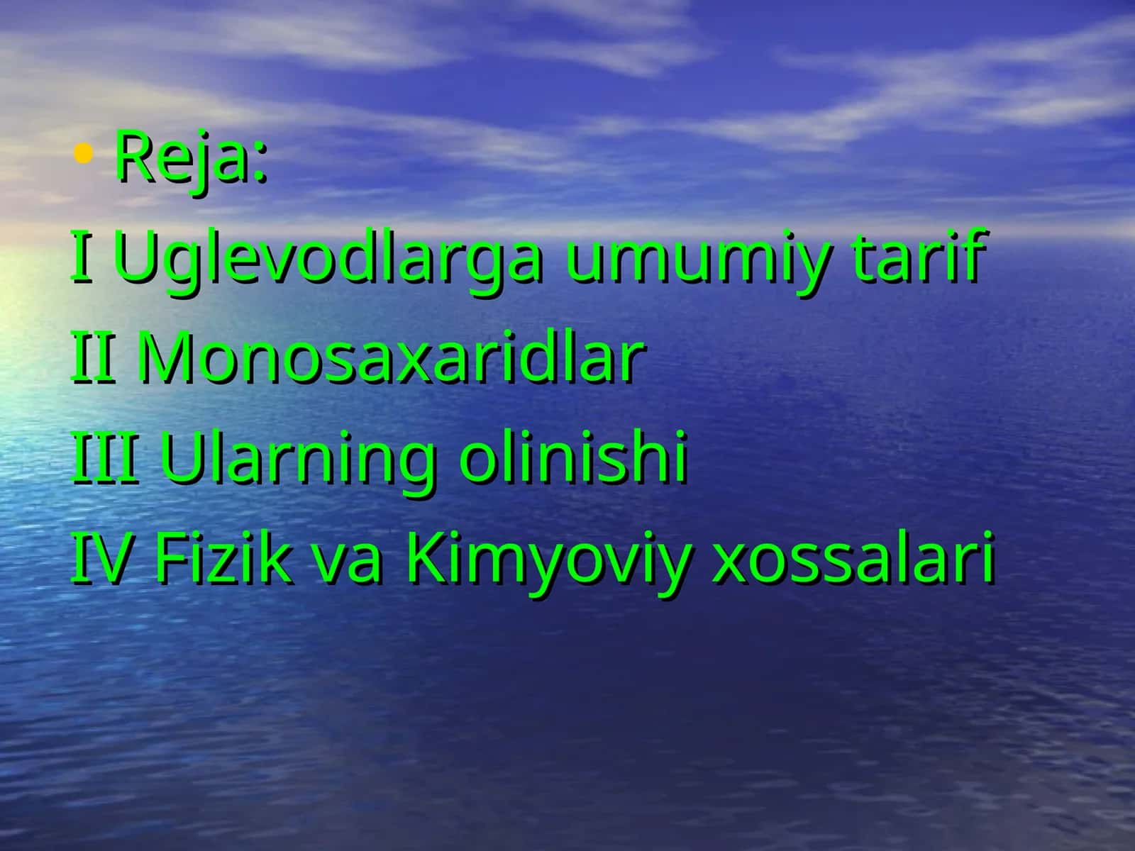 Uglevodlarga umumiy tarif