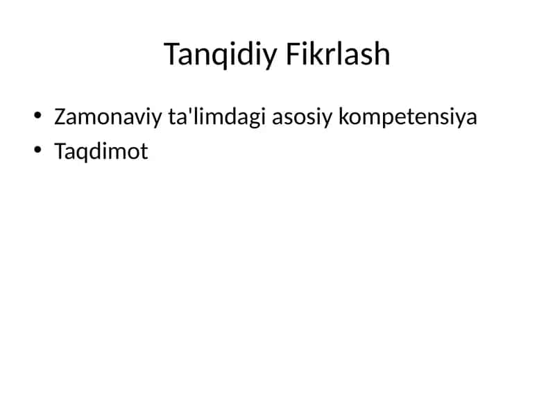 Tanqidiy Fikrlash