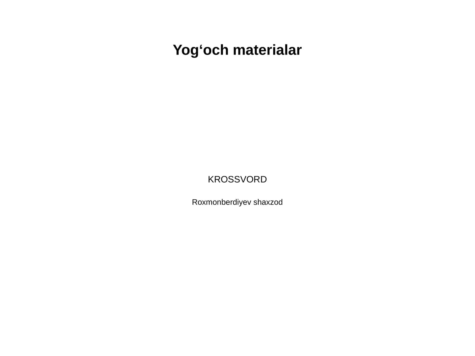 Yogʻoch materialar