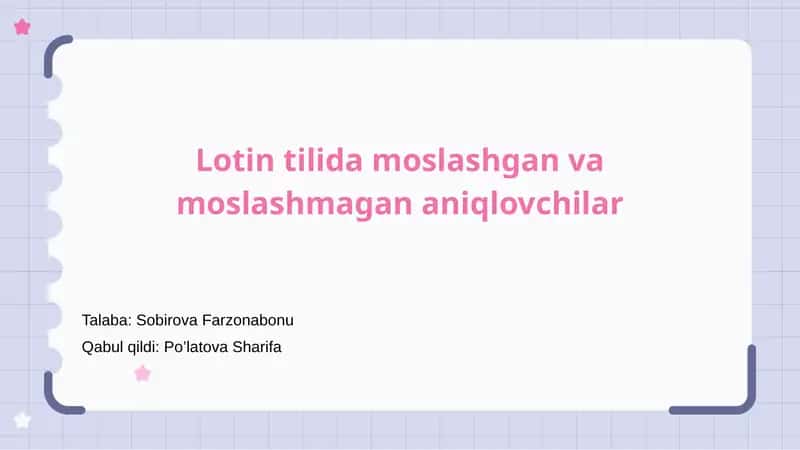 Lotin tilida aniqlovchilar