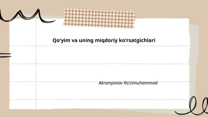 Qo'yim va uning miqdoriy koʻrsatgichlari