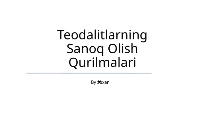 Teodalitlarning Sanoq Olish Qurilmalari