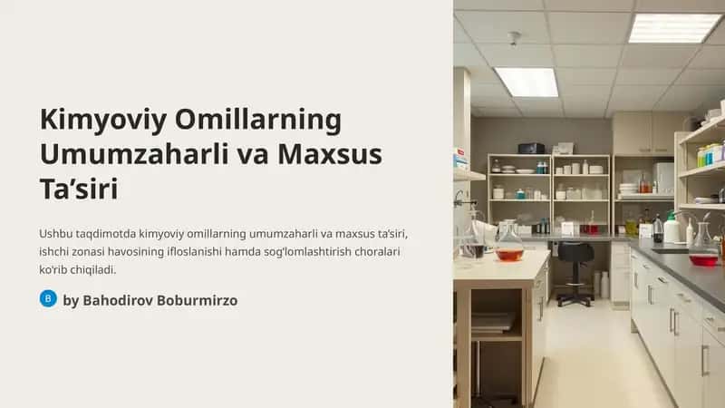 Kimyoviy Omillarning Umumzaharli va Maxsus Ta’siri