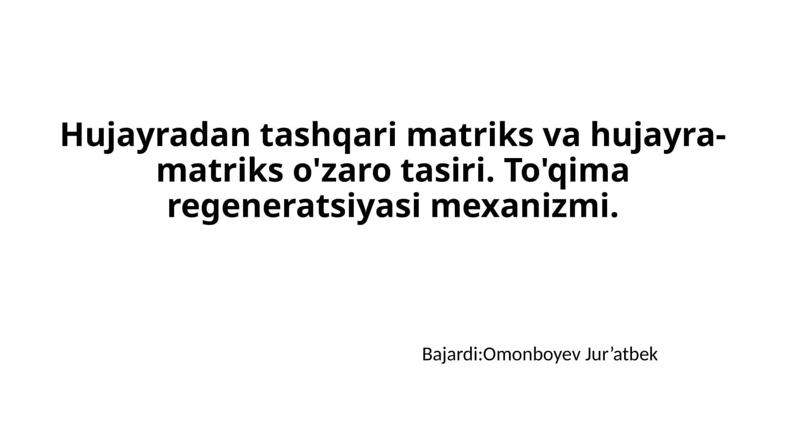 Hujayradan tashqari matriks va hujayra-matriks o'zaro tasiri