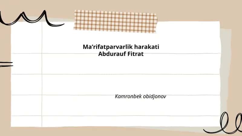 Abdurauf Fitrat hayoti va ijodiy faoliyati