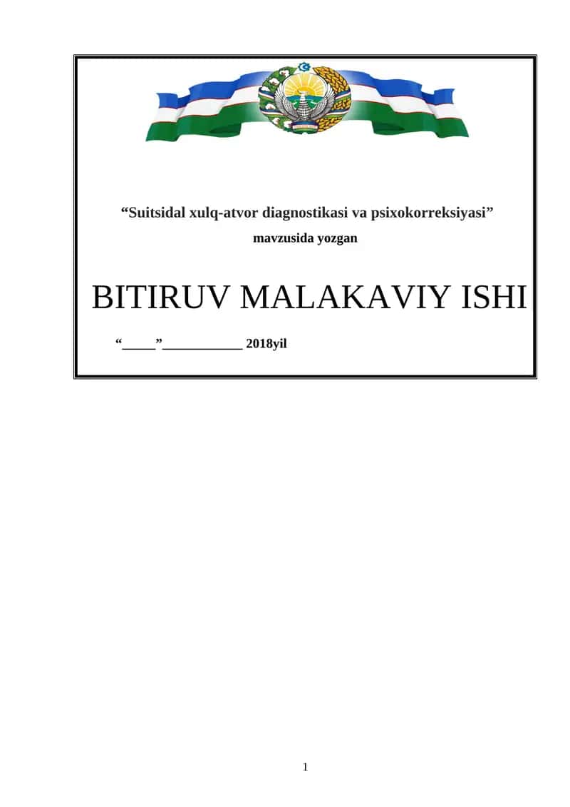 Suitsidal xulq-atvor diagnostikasi va psixokorreksiyasi