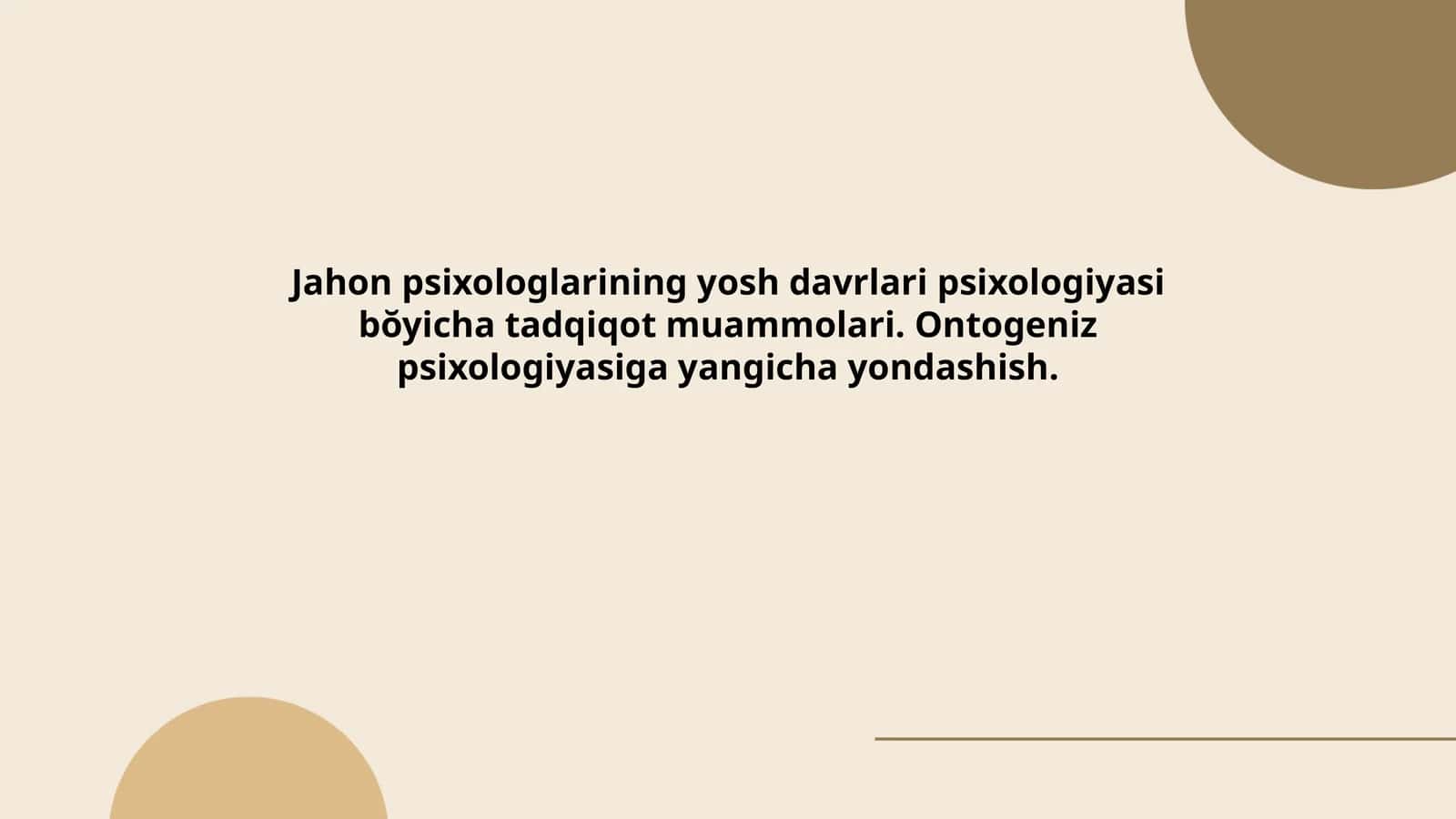 Yosh davrlarining Psixologiyasi