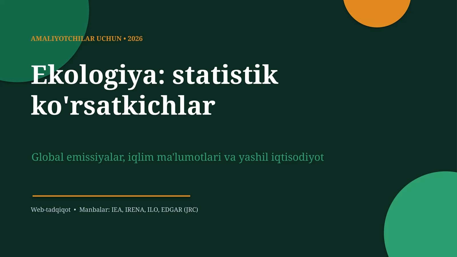Ekologiya: statistik ko'rsatkichlar