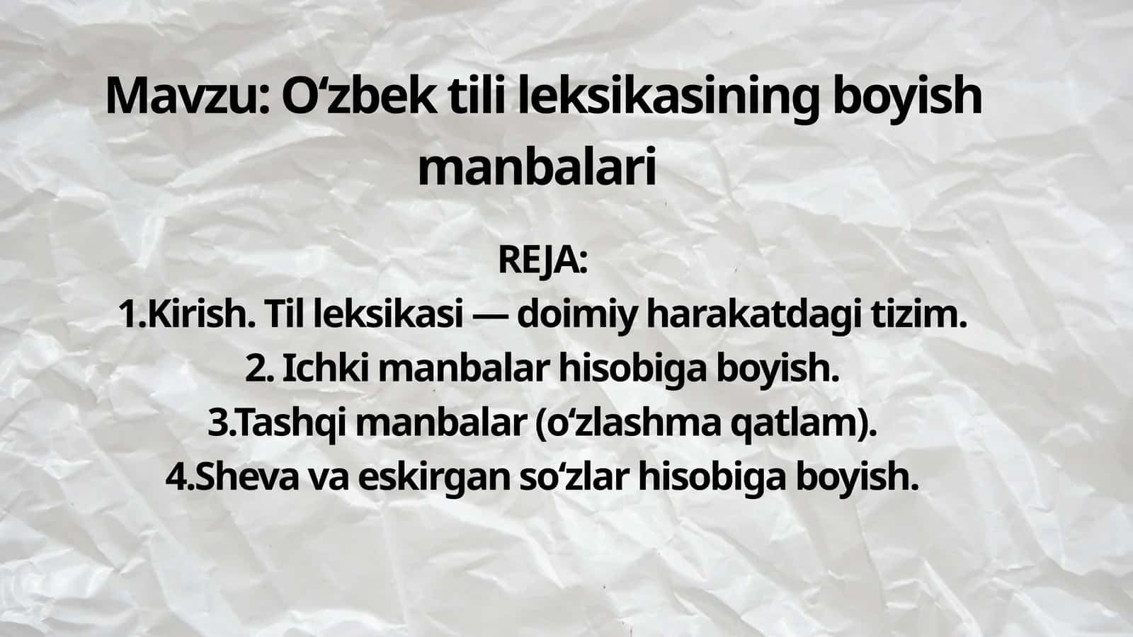 O‘zbek tili leksikasining boyish manbalari