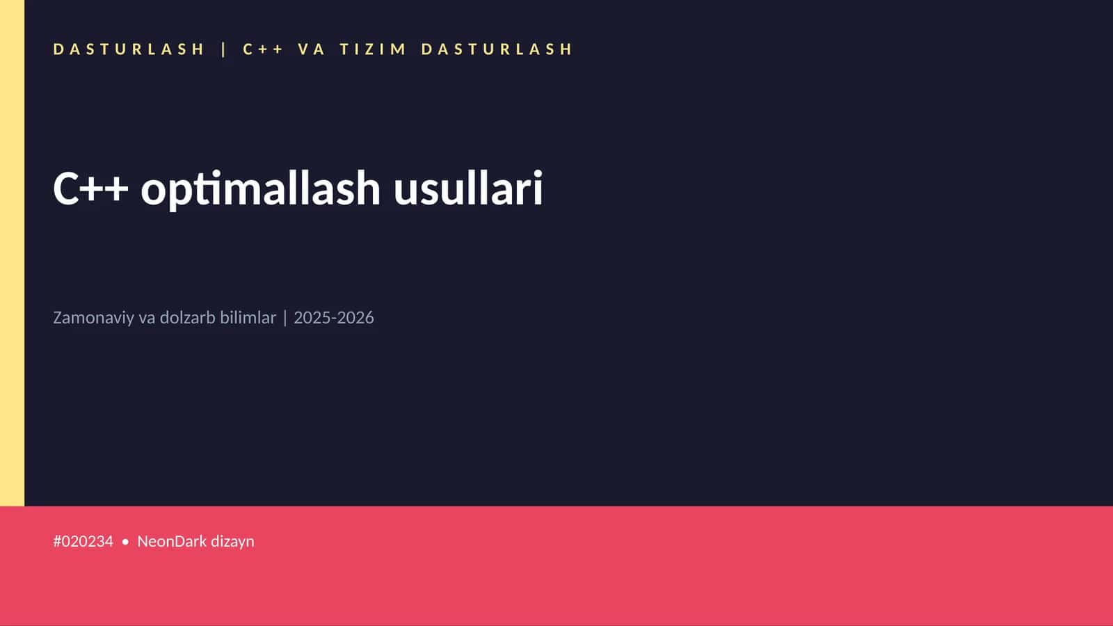 C++ VA TIZIM DASTURLASH