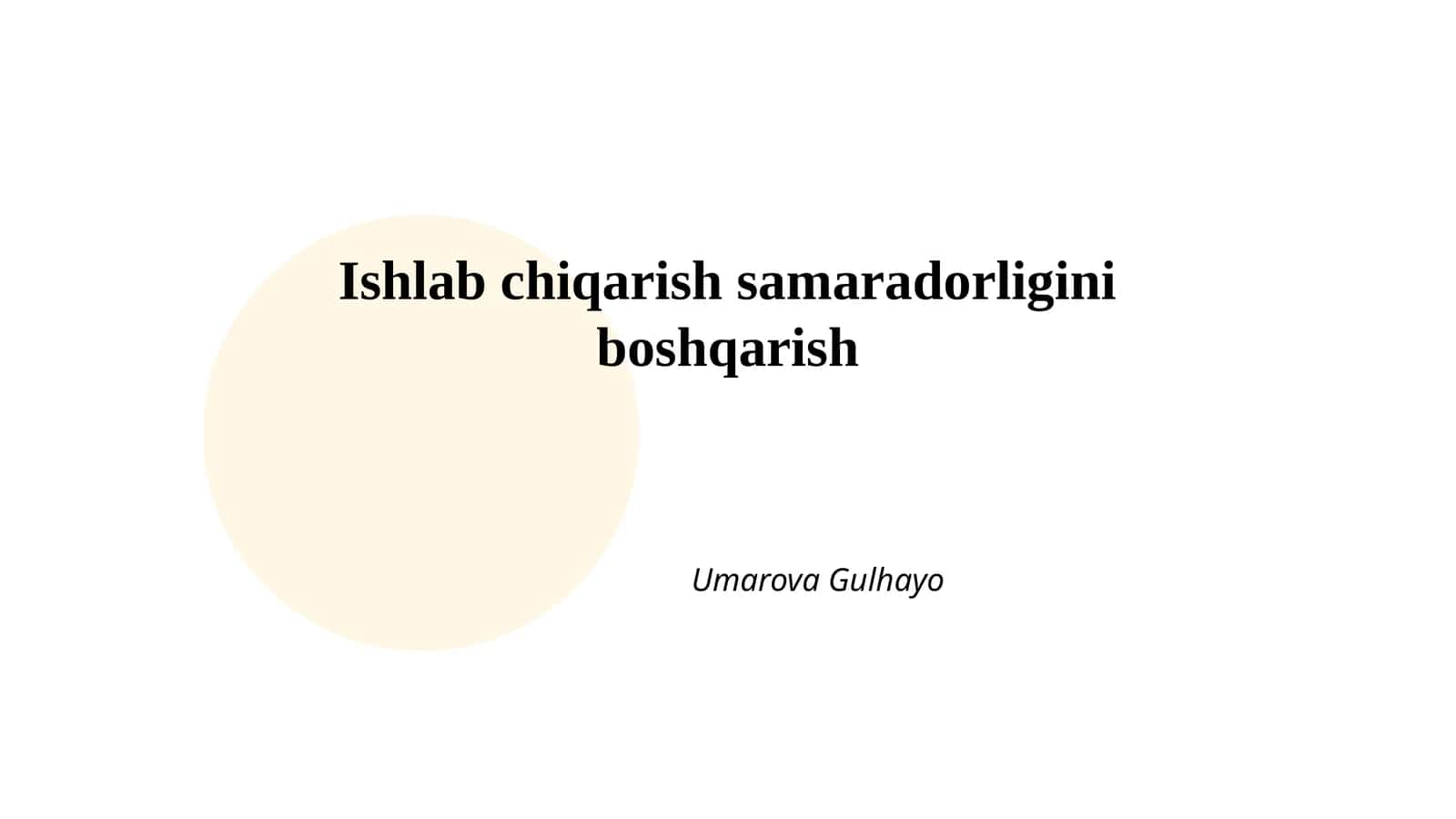 Ishlab chiqarish samaradorligini boshqarish