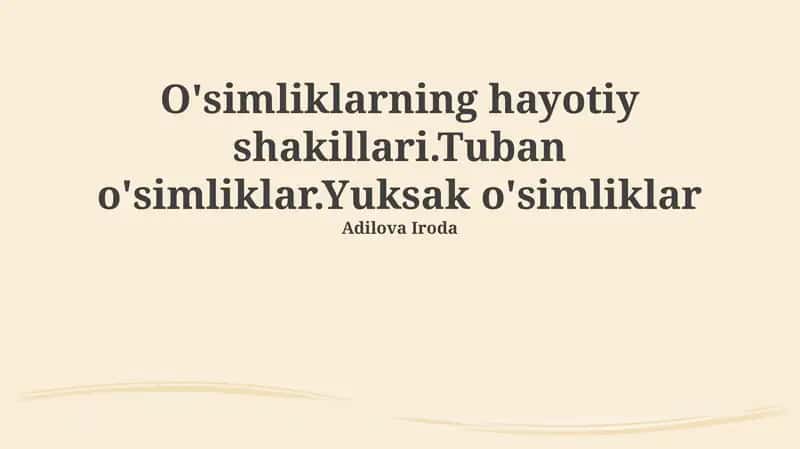 O'simliklarning hayotiy shakillari