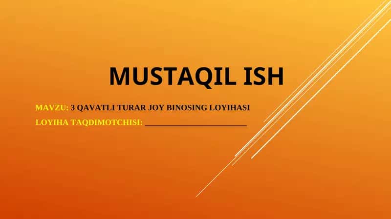 3 Qavatli Turar Joy Binosing Loyihasi