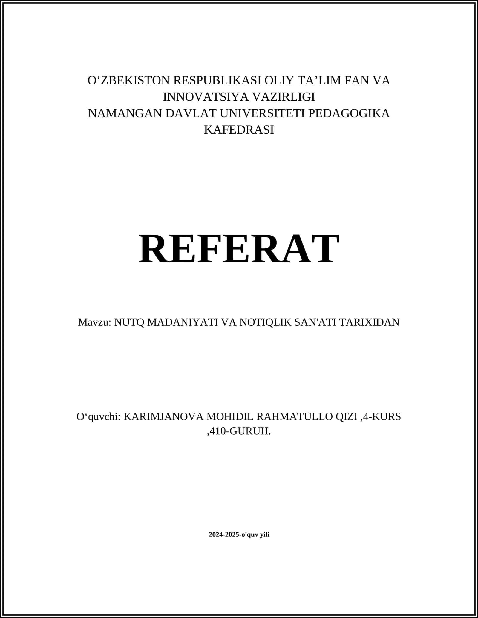 Nutq Madaniyati va Notiqlik San'ati