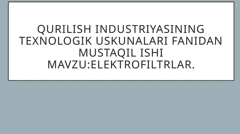 Elektrofiltrlar