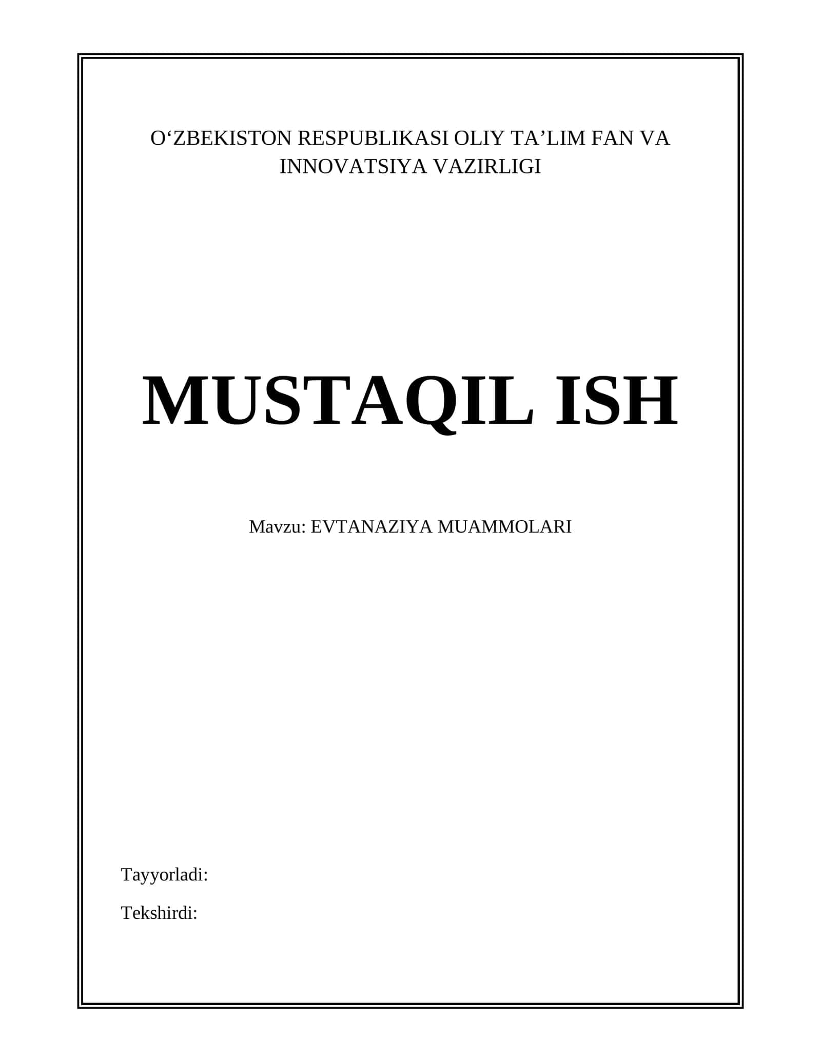 EVTANAZIYA MUAMMOLARI