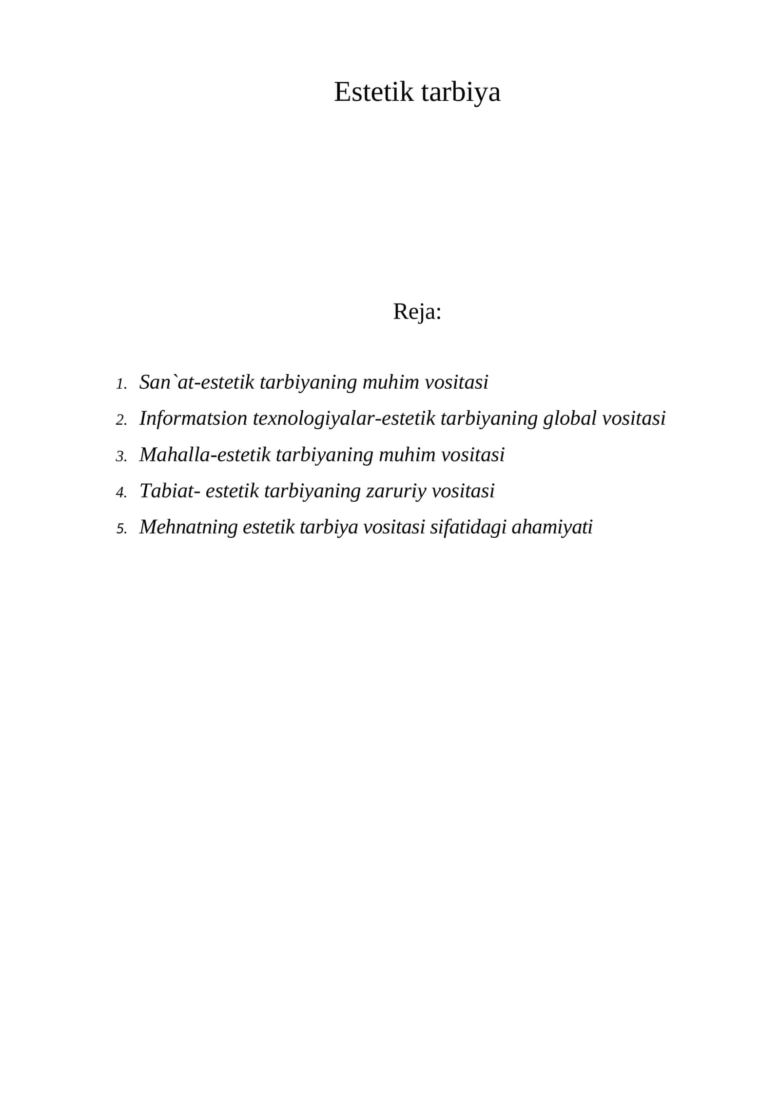 Estetik tarbiya