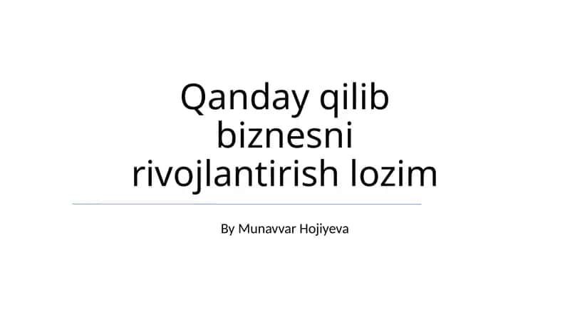 Biznesni rivojlantirish strategiyalari