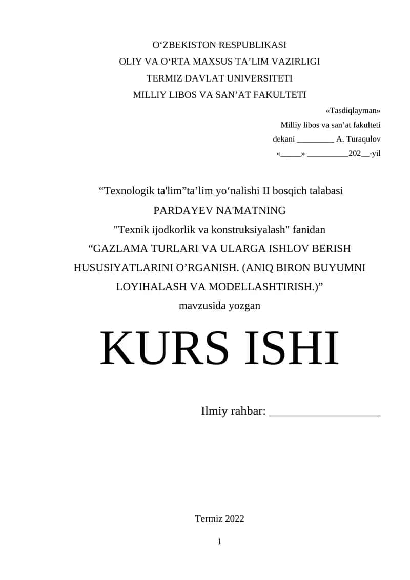 Texnik ijodkorlik va konstruksiyalash fanidan