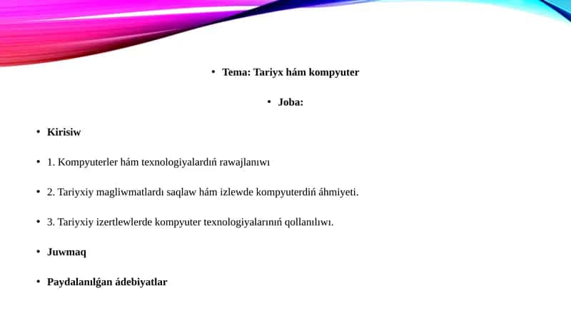 Tariyx hám kompyuter