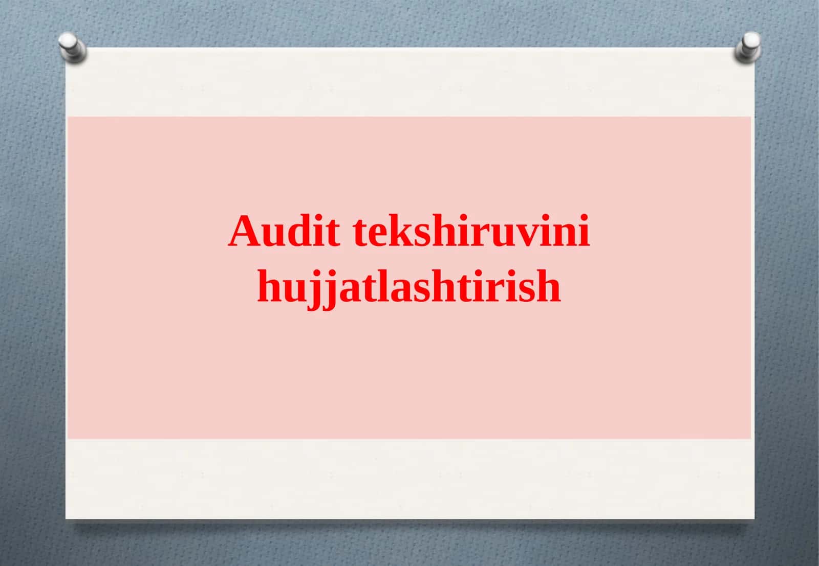 Audit tekshiruvini hujjatlashtirish