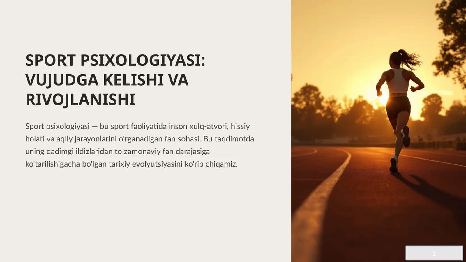 SPORT PSIXOLOGIYASI VUJUDGA KELISHI VA RIVOJLANISHI