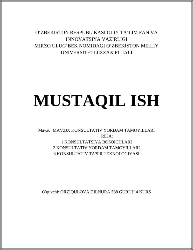 KONSULTATIV YORDAM TAMOYILLARI