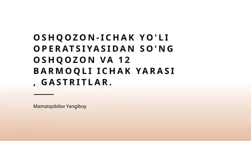 Oshqozon Ichak kasalliklari.