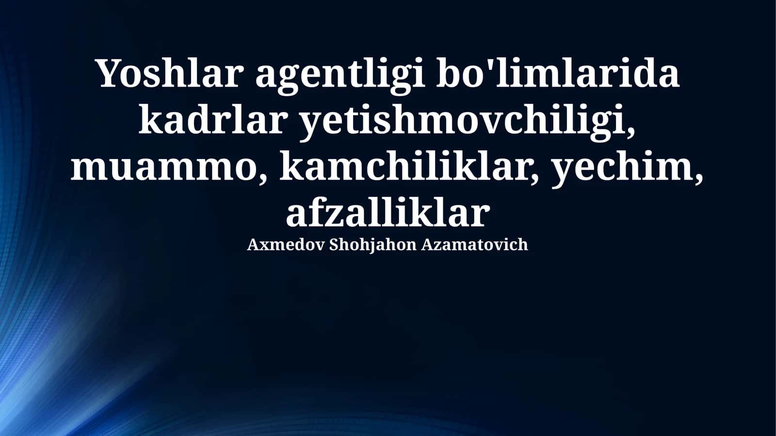 Muammo va Kamchiliklar tahlili