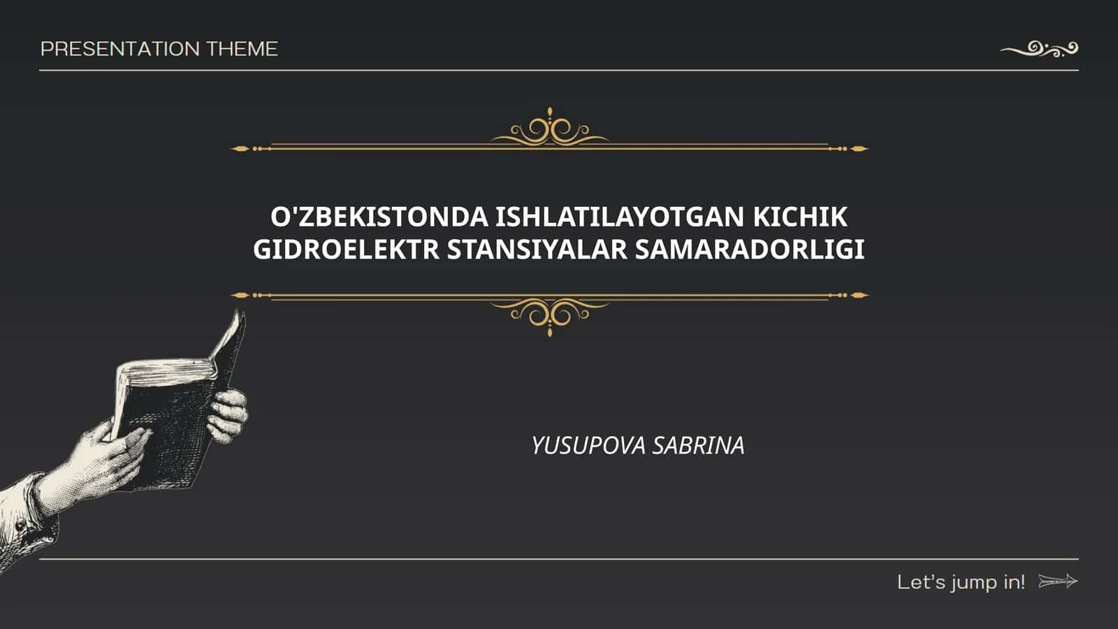 O'ZBEKISTONDA ISHLATILAYOTGAN KICHIK GIDROELEKTR STANSIYALAR SAMARADORLIGI