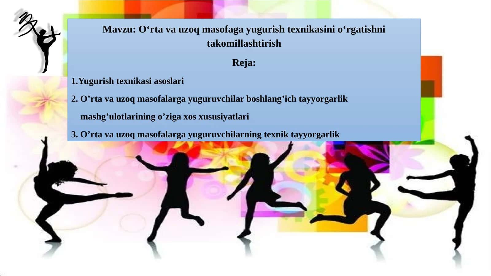 Oʻrta va uzoq masofaga yugurish texnikasini oʻrgatishni takomillashtirish