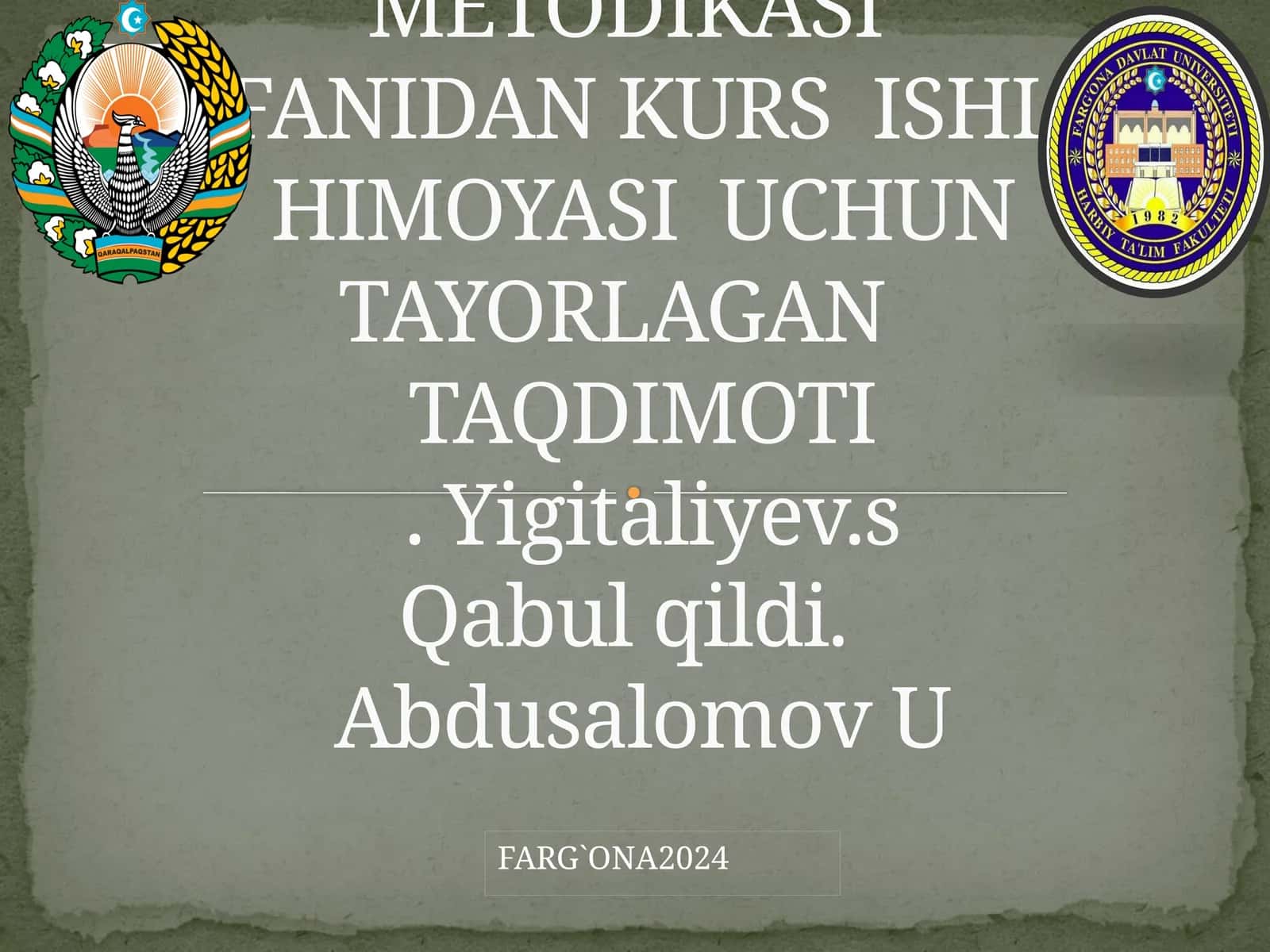 Qo’zg'almas hamda paydo bo’luvchi nishonlarga joydan turib va harakat holatlarida o’q otish