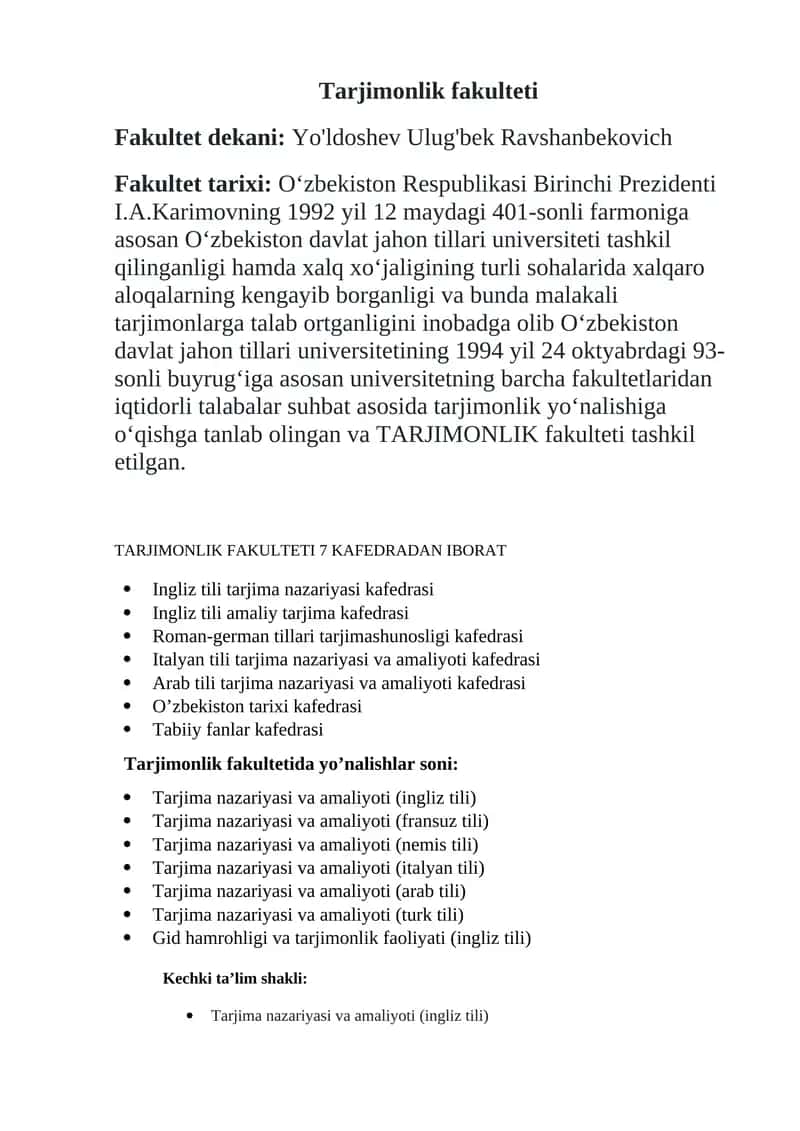 Tarjimonlik fakulteti