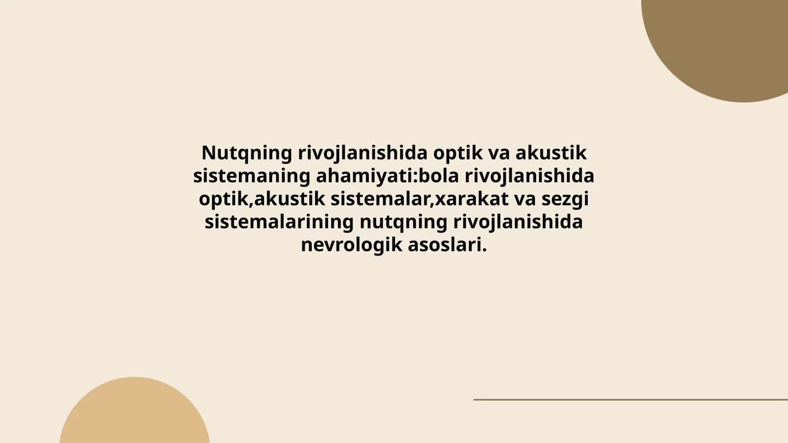 Nutqning rivojlanishida optik va akustik sistemaning ahamiyati
