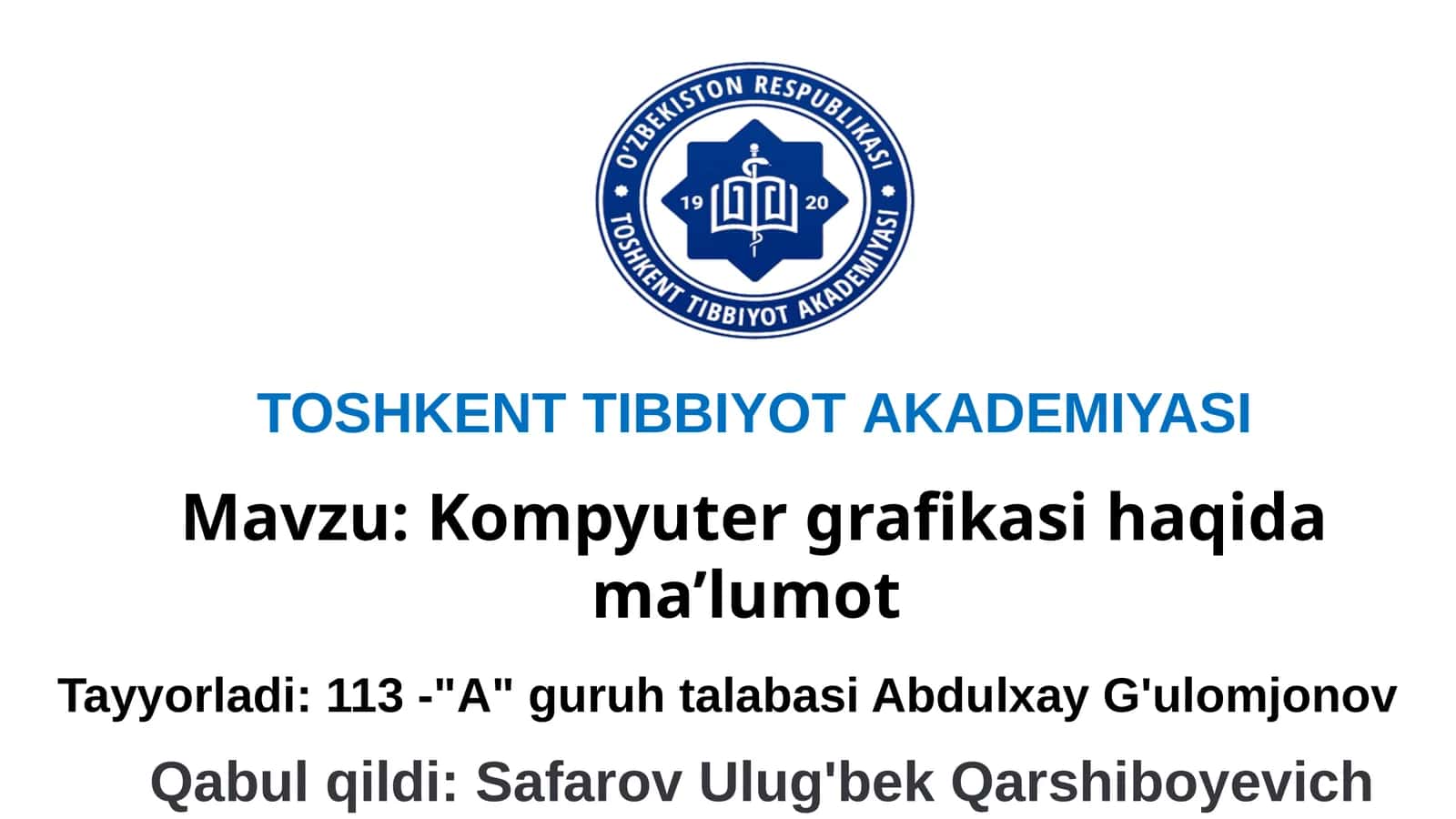Kompyuter grafikasi haqida ma’lumot