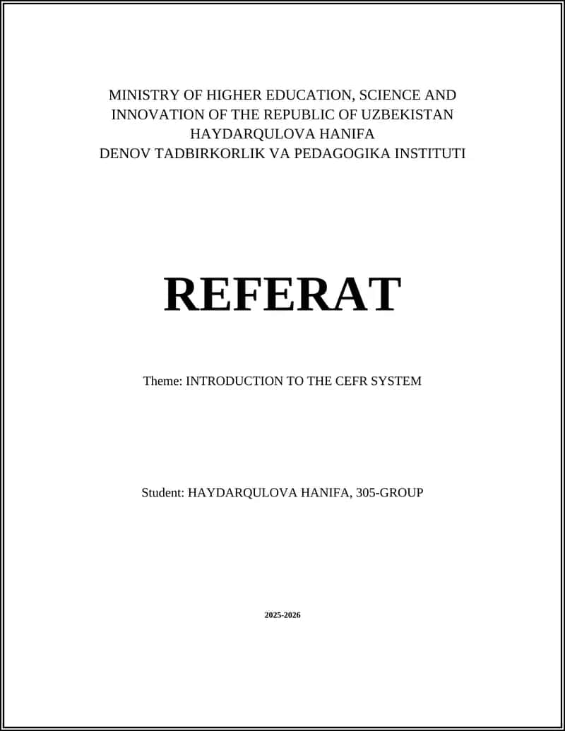 INTRODUCTION TO THE CEFR SYSTEM