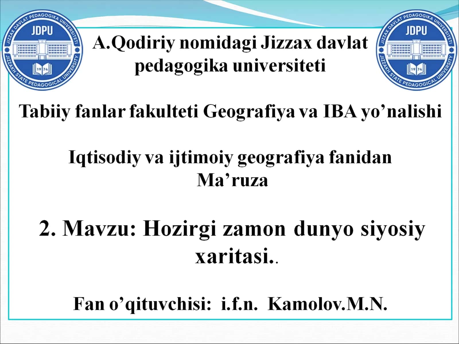 Hozirgi zamon dunyo siyosiy xaritasi