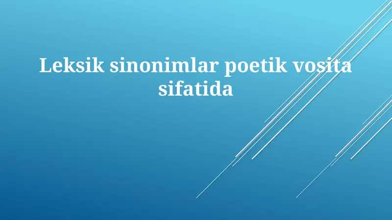 Lug'aviy sinonimlar