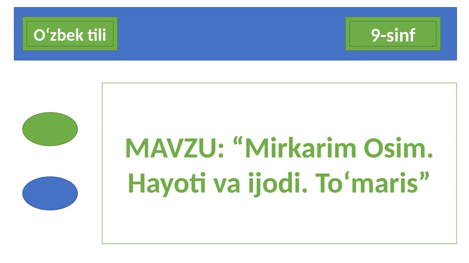 Mirkarim Osim. Hayoti va ijodi. To‘maris