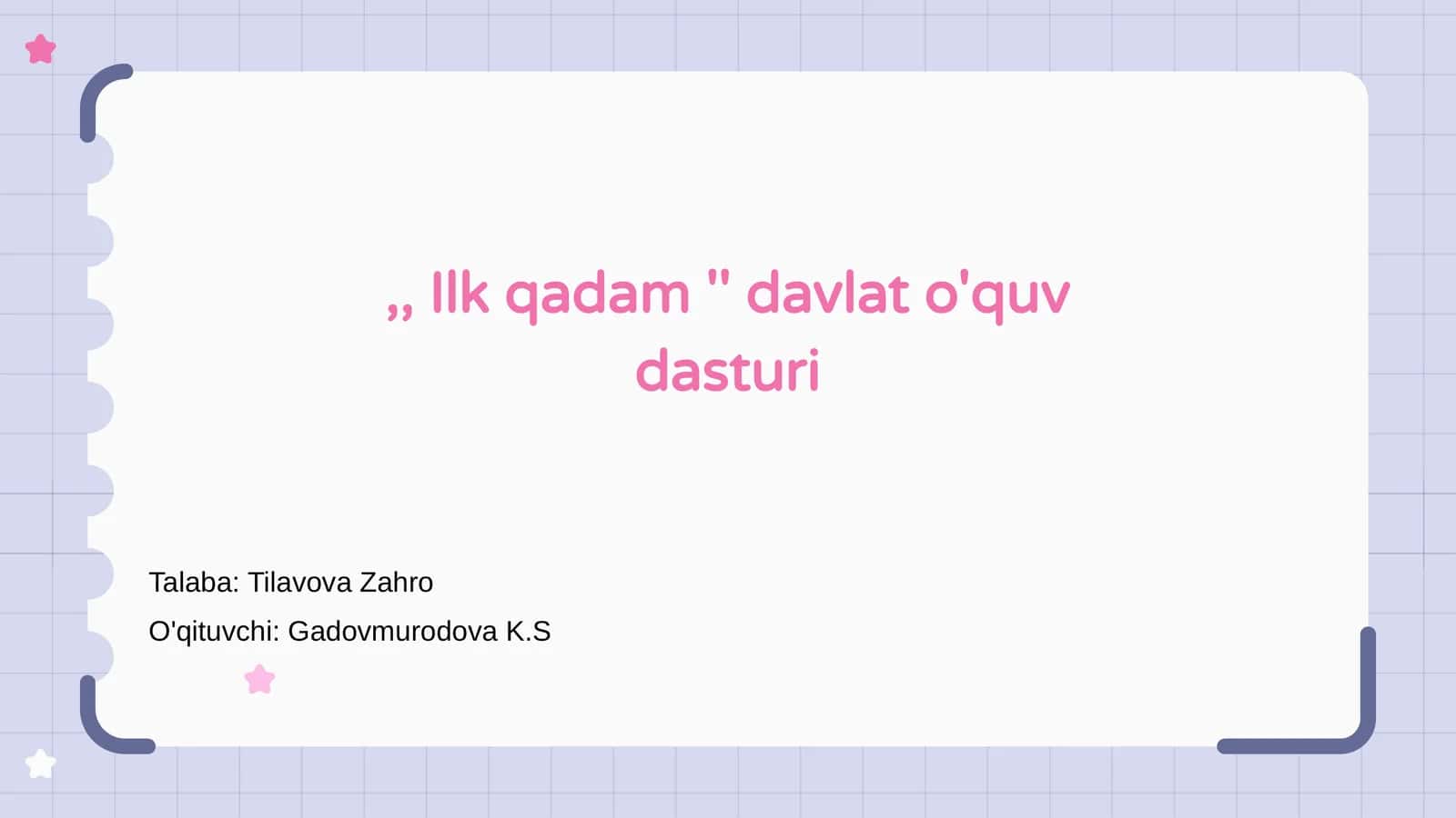 Ilk Qadam davlat o'quv dasturi