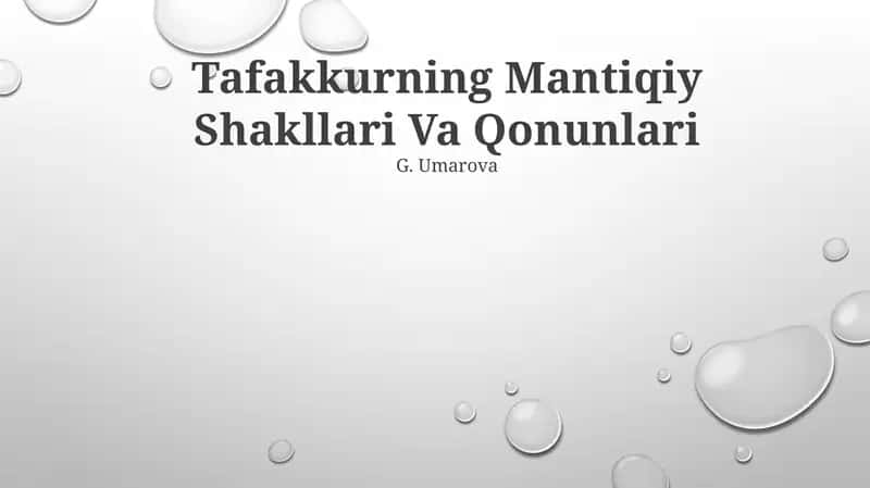 Tafakkurning Mantiqiy Shakllari Va Qonunlari