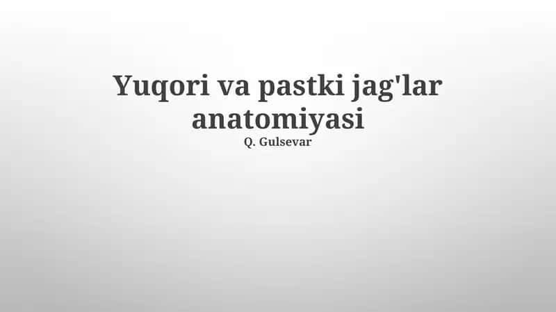 Yuqori va pastki jag'lar anatomiyasi