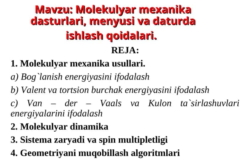 Molekulyar mexanika dasturlari