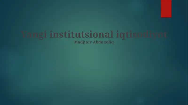 Yangi institutsional iqtisodiyot