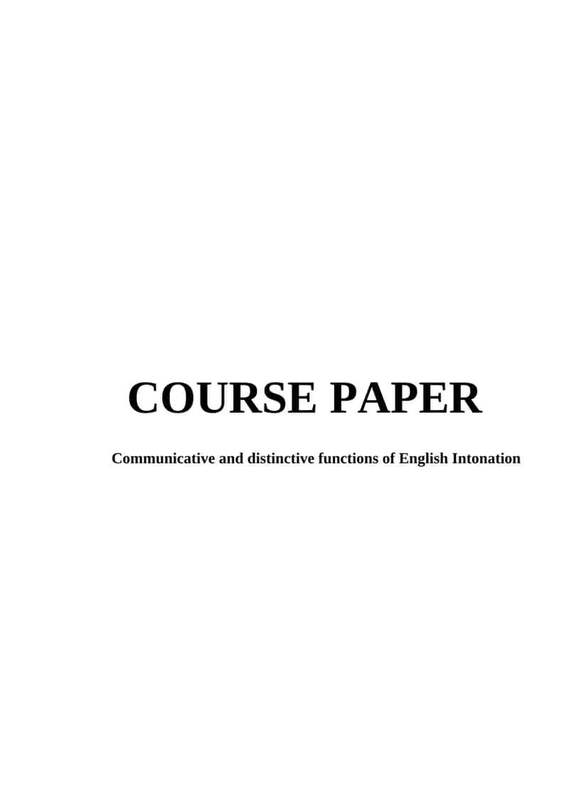 Communicative and distinctive functions of English Intonation
