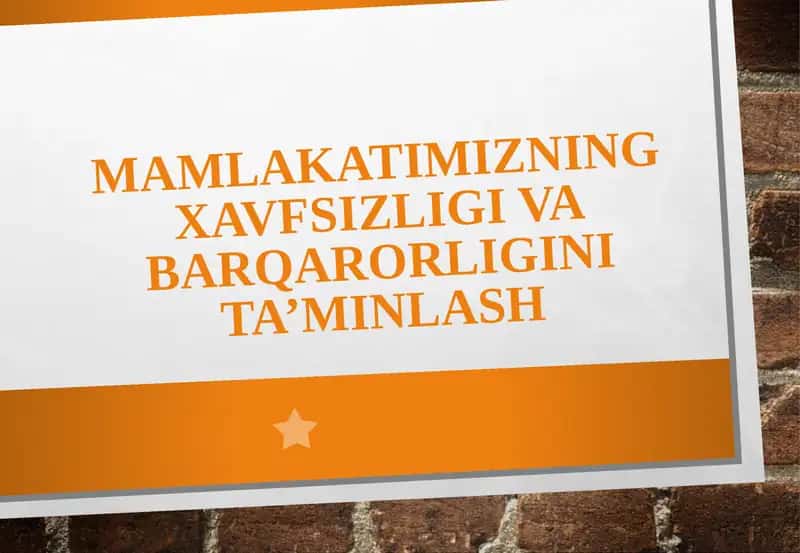 Mamlakatimizning xavfsizligi va barqarorligini ta’minlash
