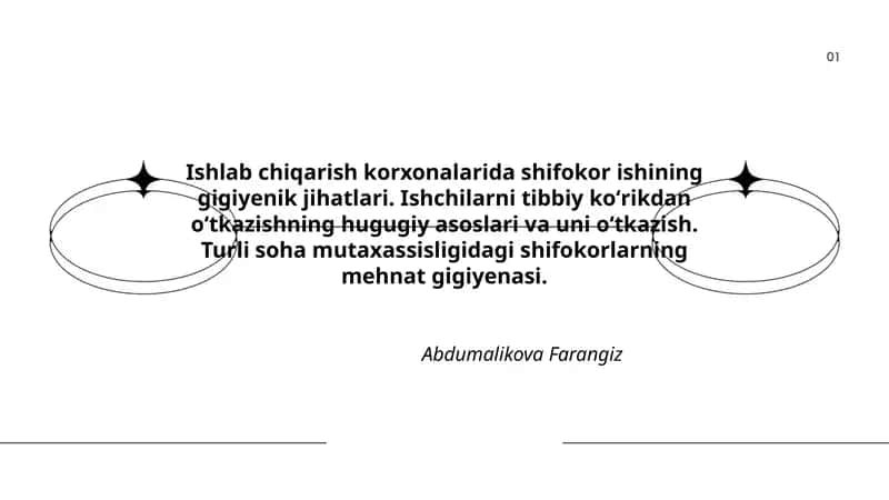 Ishlab chiqarish korxonalarida shifokor ishining gigiyenik jihatlari