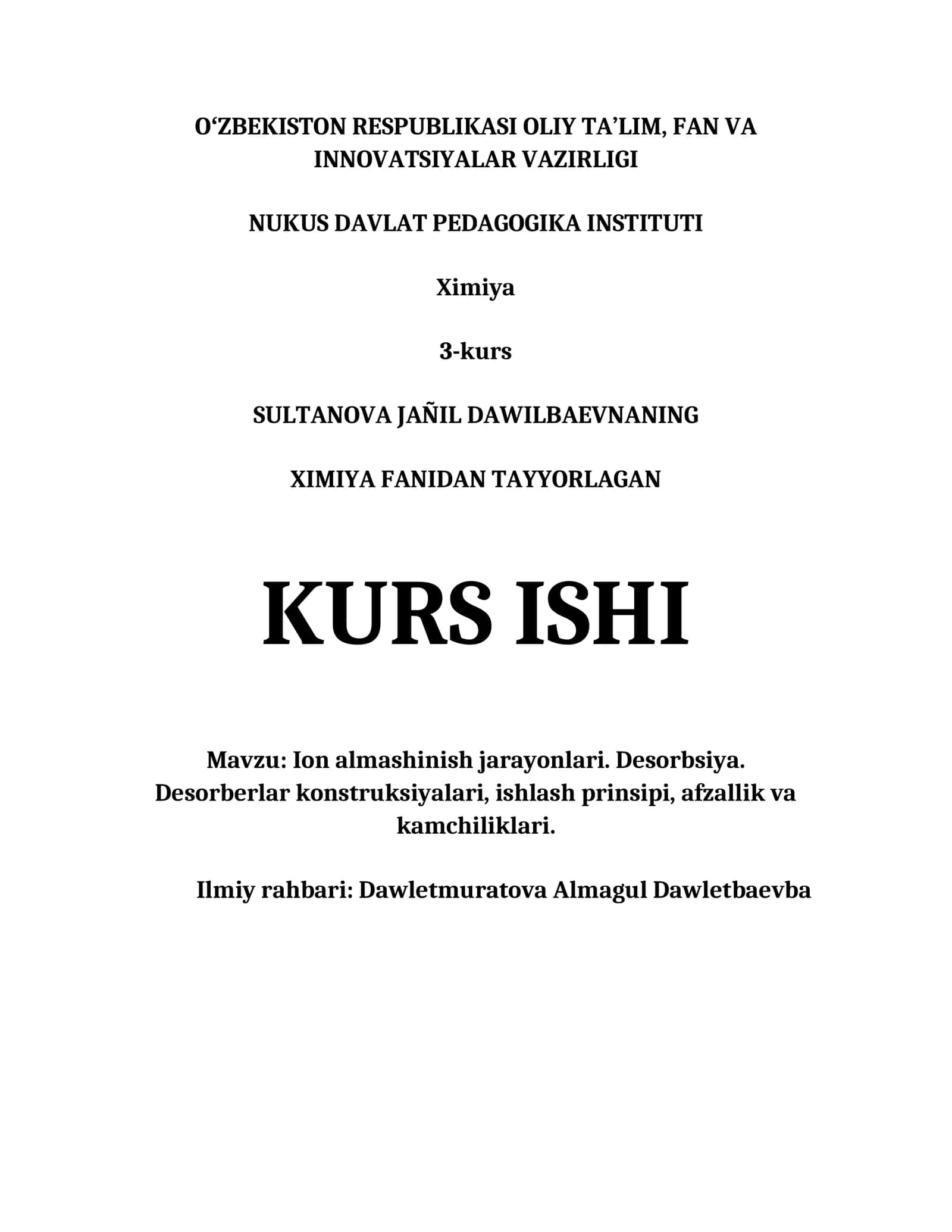 Ximiya 3-kurs