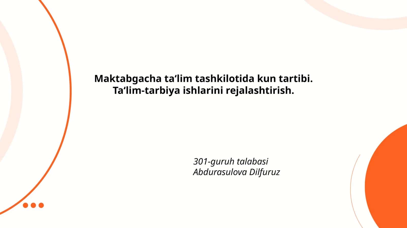 Maktabgacha ta‘lim tashkilotida kun tartibi